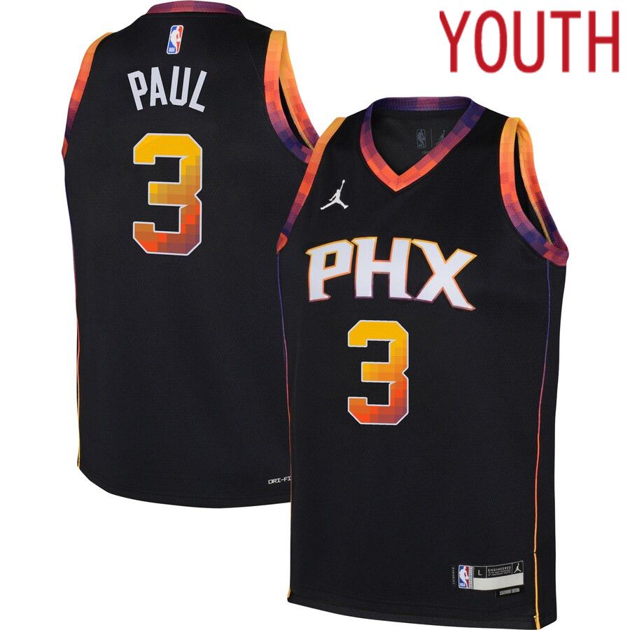 Youth Phoenix Suns 3 Chris Paul Jordan Brand Black Statement Edition 2022-23 Swingman NBA Jersey